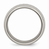 Stainless Steel Wedding Band with Grey Carbon Fiber Inlay, Engravable & Polished